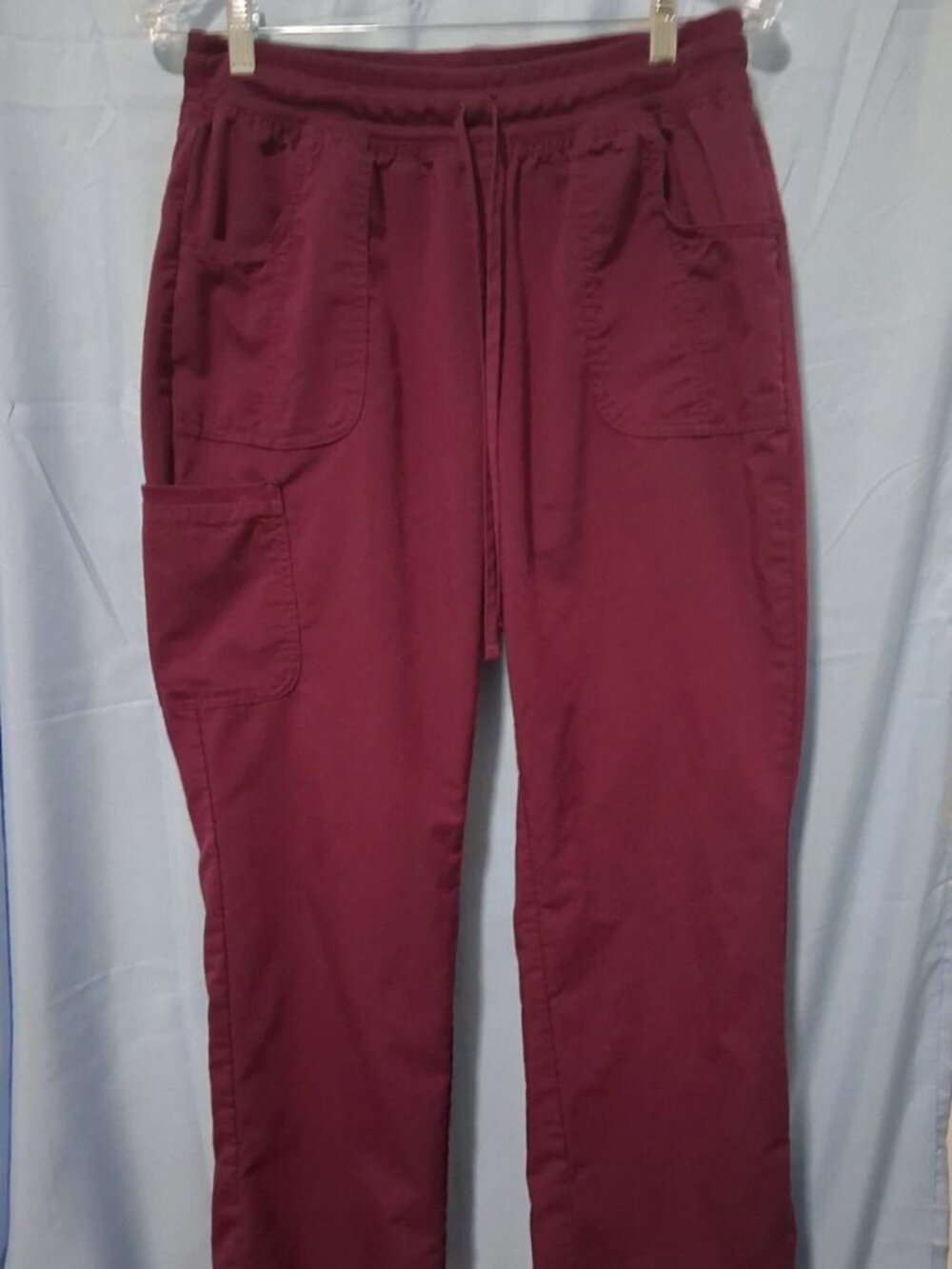 ScrubStar Womans Size Medium Burgandy Drawstring Scrub Pants 3 Pockets